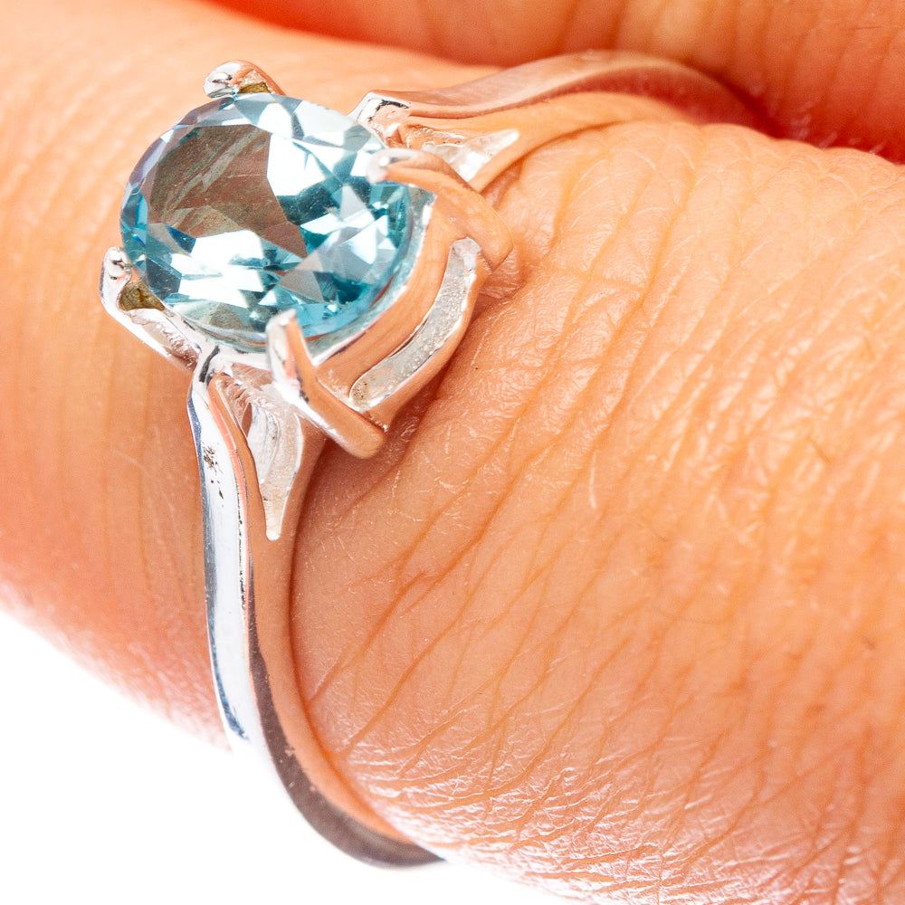 Blue Topaz Dainty Ring Size 7.75 (925 Sterling Silver) R5890
