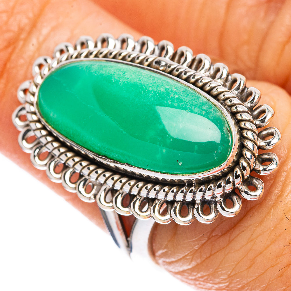 Chrysoprase Ring Size 7.25 (925 Sterling Silver) R2008