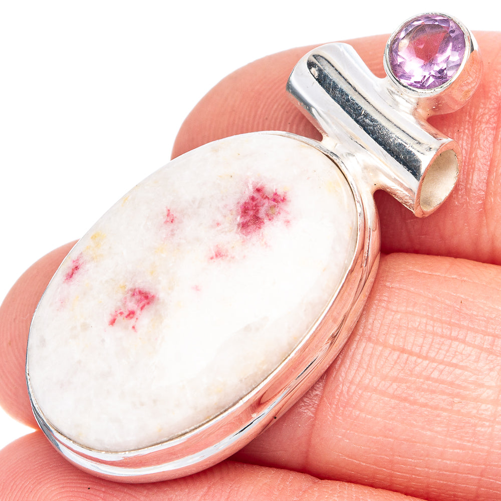 Cinnabar, Amethyst Pendant 1 1/2" (925 Sterling Silver) P41451