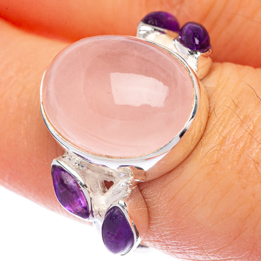 Rose Quartz, Amethyst Ring Size 7 (925 Sterling Silver) R144736