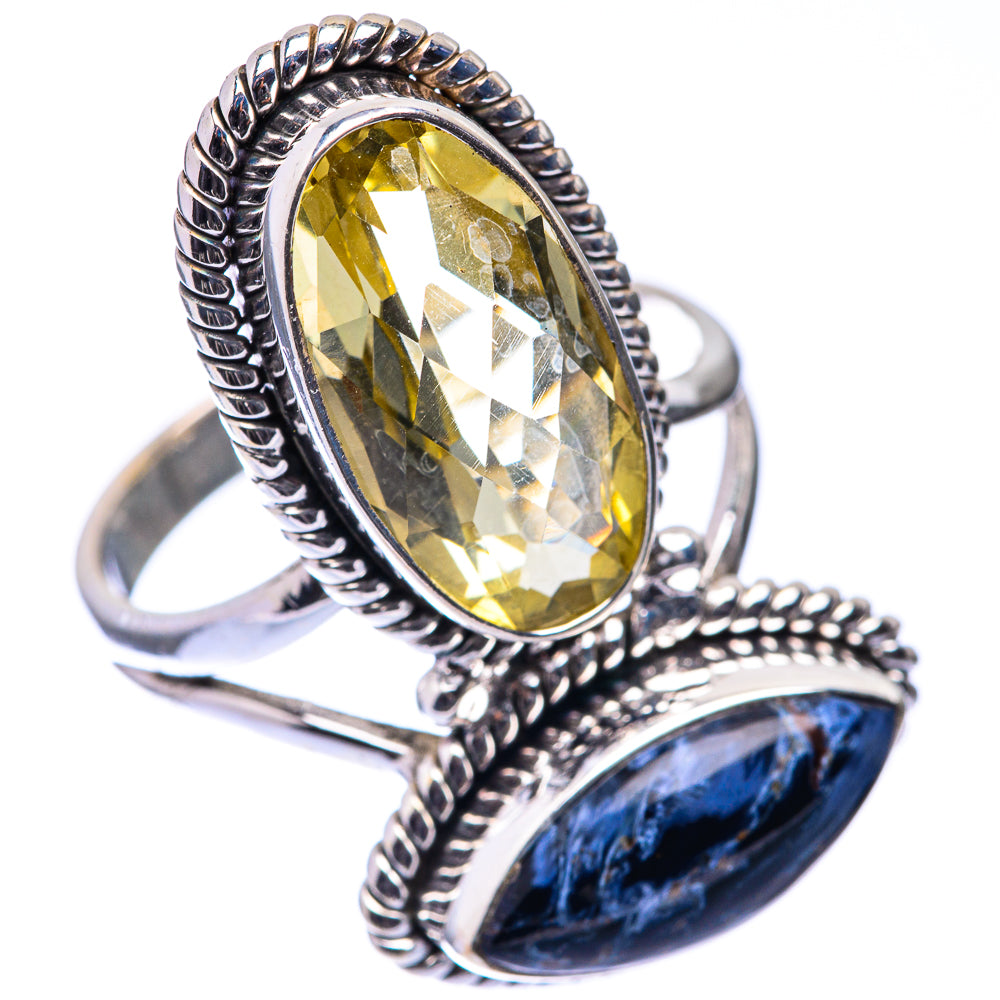 Large Lemon Quartz, Pietersite Ring Size 10 (925 Sterling Silver) R141270
