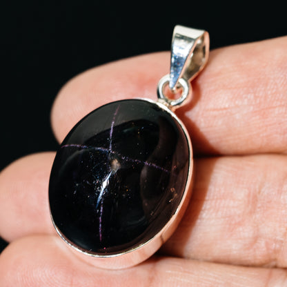 Premium Star Garnet Pendant 1 1/2" (.925 Sterling Silver)