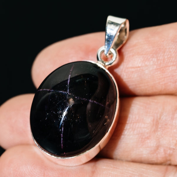 Premium Star Garnet Pendant 1 1/2" (.925 Sterling Silver)