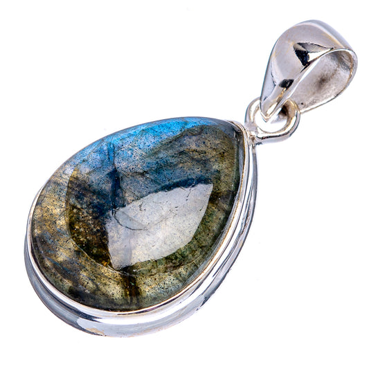 Labradorite teardrop pendant, .925 sterling silver bezel with bail and jump ring