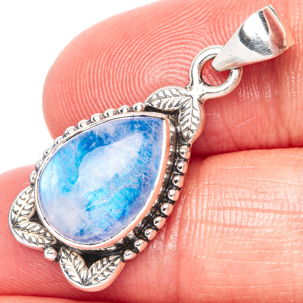 Rainbow Moonstone Pendant 1 1/4" (925 Sterling Silver) P42391