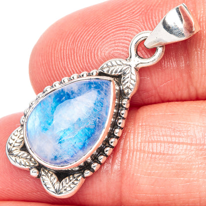 Rainbow Moonstone Pendant 1 1/4" (925 Sterling Silver) P42391