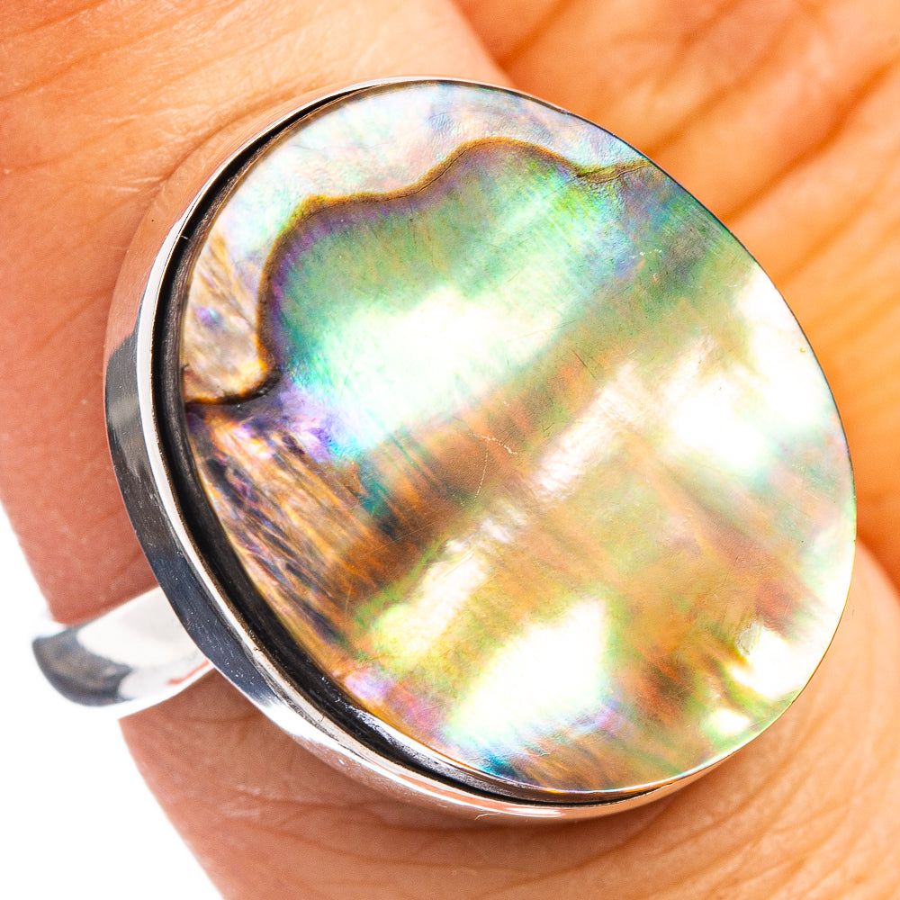 Premium Abalone Shell Ring Size 7.75 (.925 Sterling Silver)