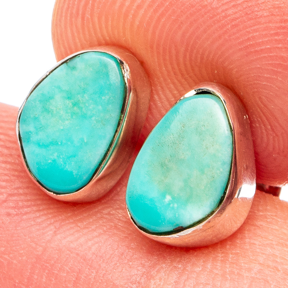 Rare Kingman Turquoise Earrings 3/8" (.925 Sterling Silver)
