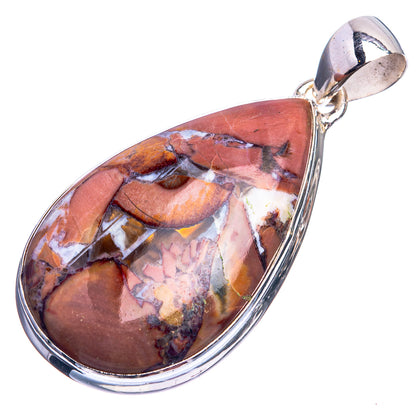 Butterfly jasper pendant in polished 925 sterling silver with multicolor oval stone
