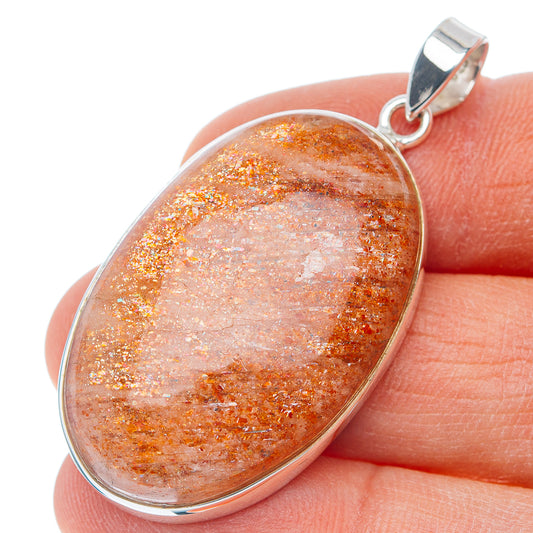 Premium African Sunstone Pendant 1 3/4" (.925 Sterling Silver)