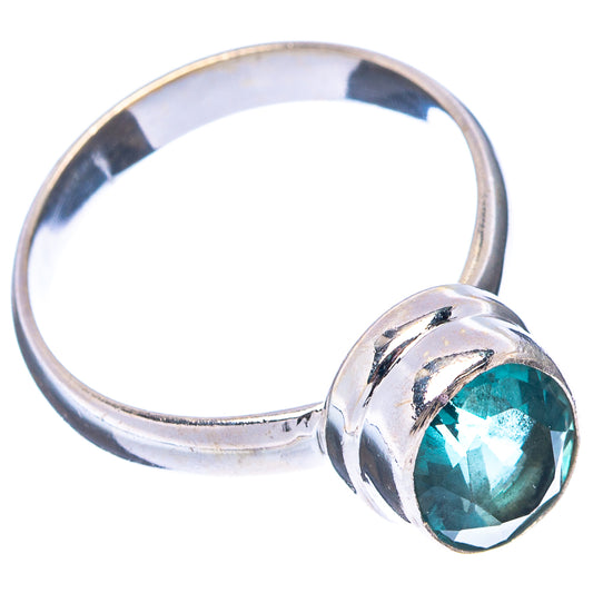 Green faceted fluorite sterling silver ring, size 9