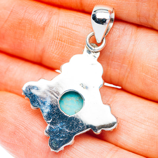 Southwestern Style Kingman Turquoise Pendant 1 3/8" (.925 Sterling Silver)