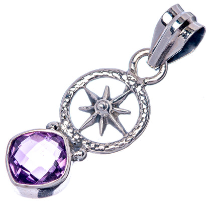 Faceted Amethyst Dainty Pendant 1 1/4" (925 Sterling Silver) P39882
