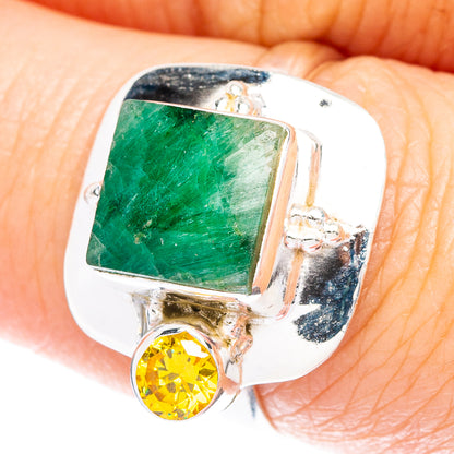 Zambian Emerald, Citrine Ring Size 7.25 (925 Sterling Silver) R147010