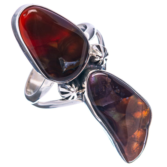 Sterling silver double teardrop agate ring with star bezel, red-brown stones in V settings
