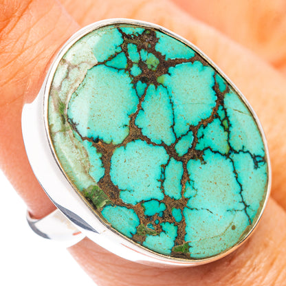 Premium Tibetan Turquoise Ring Size 8 Adjustable (.925 Sterling Silver)
