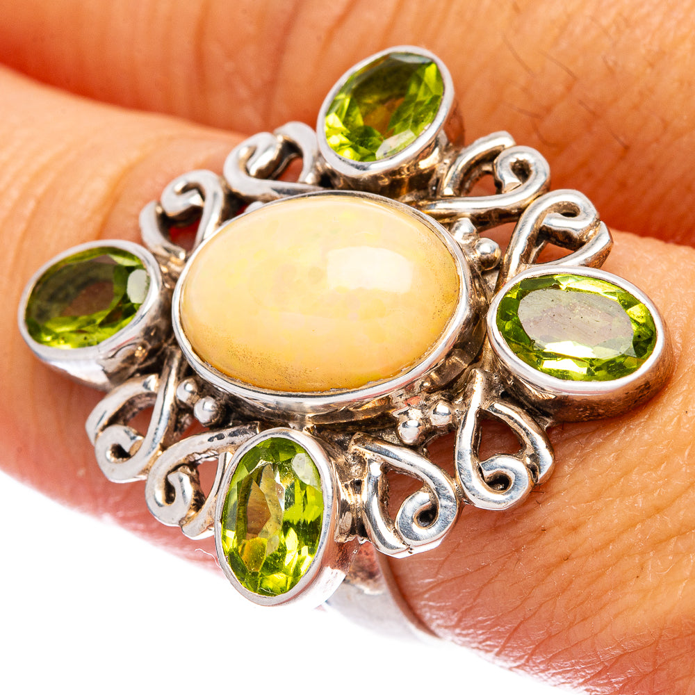 Rare Ethiopian Opal, Peridot Ring Size 7.75 (925 Sterling Silver) R146509
