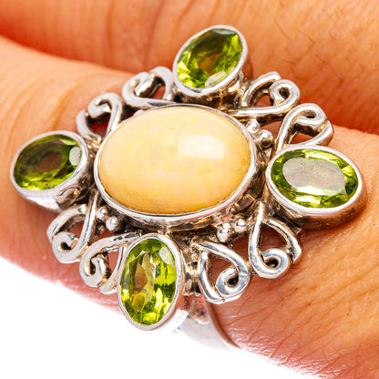 Rare Ethiopian Opal, Peridot Ring Size 7.75 (925 Sterling Silver) R146509