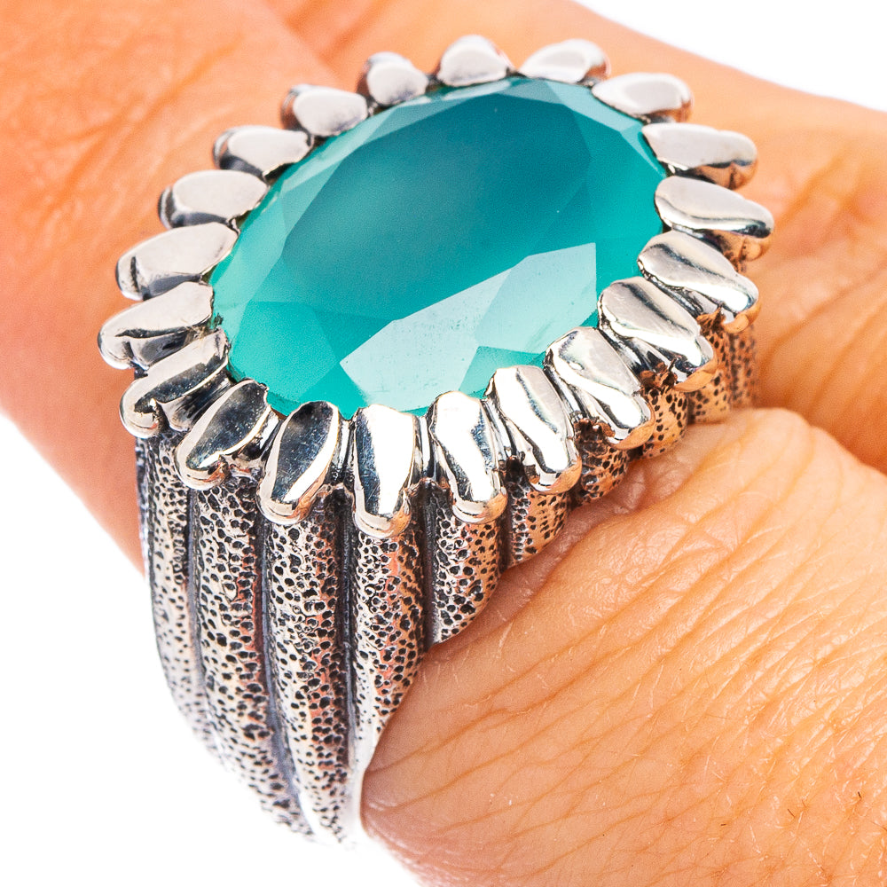 Aqua Chalcedony Ring Size 6.75 (.925 Sterling Silver)