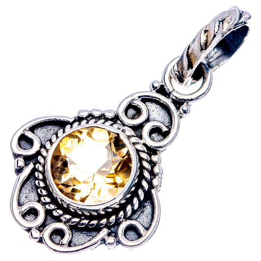 Citrine Dainty Pendant 1 1/8" (.925 Sterling Silver)