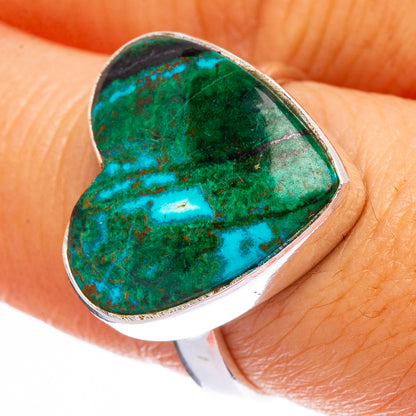 Chrysocolla Heart Ring Size 8 (925 Sterling Silver) R146295