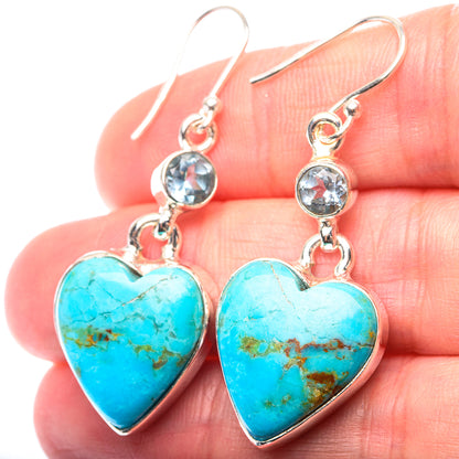 Chrysocolla, Blue Topaz Earrings 1 3/4" (925 Sterling Silver) EARR432164