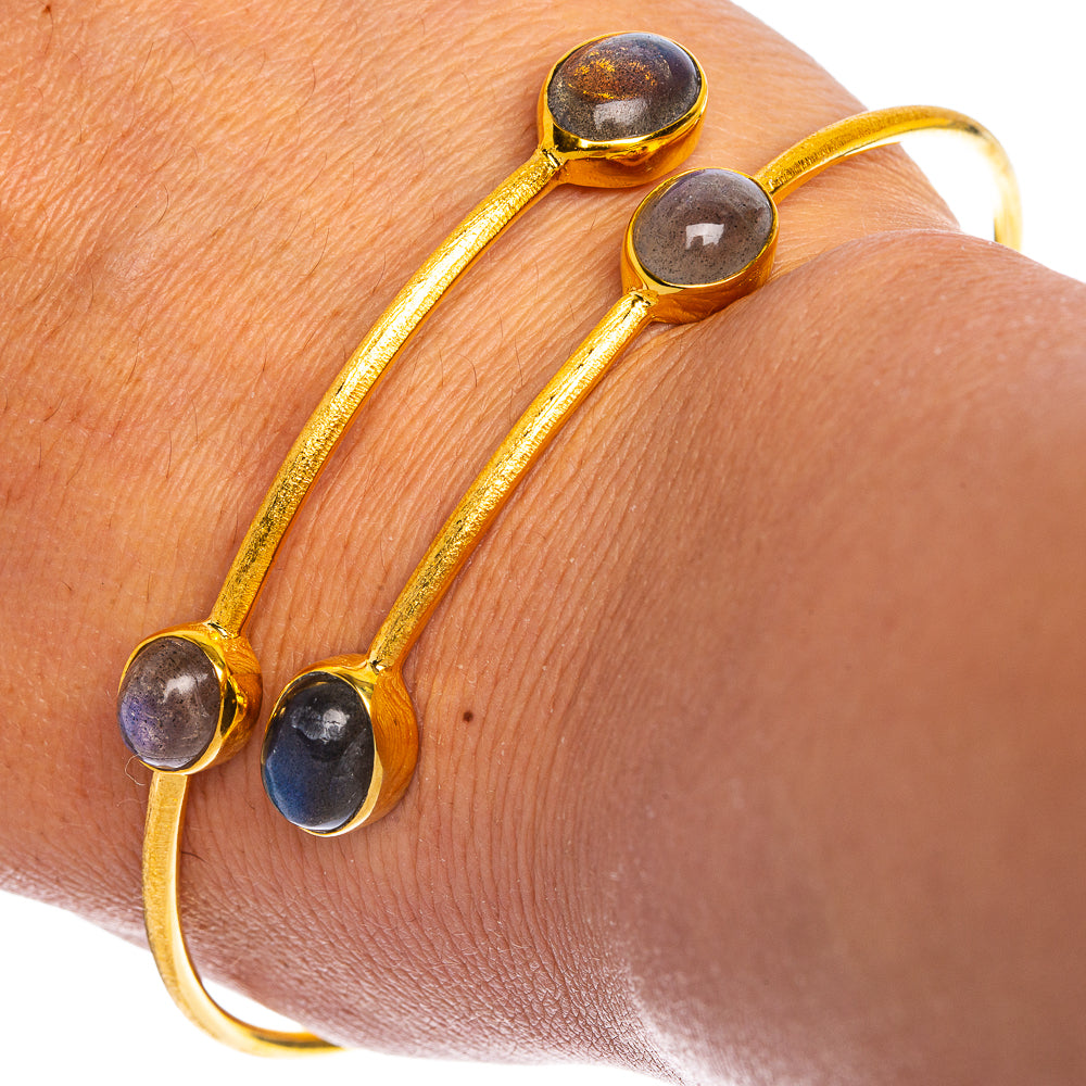 Labradorite Cuff Bracelet 7 To 8" (925 Sterling Silver) BR90335