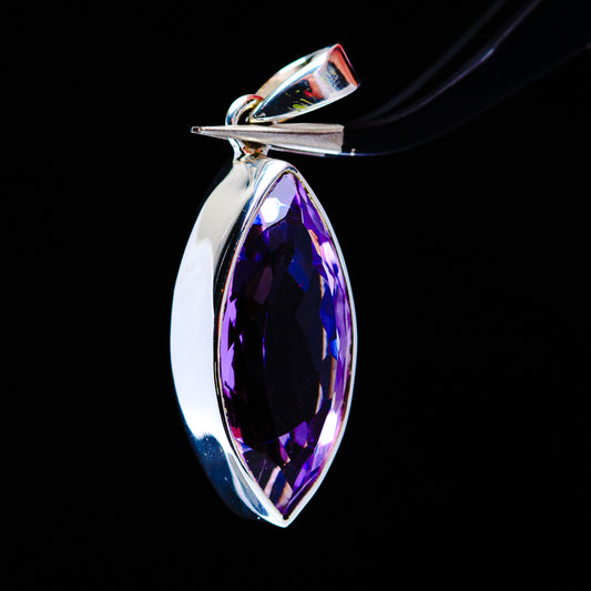 19.1ct Faceted Brazilian Amethyst Pendant 1 1/2" (.925 Sterling Silver)