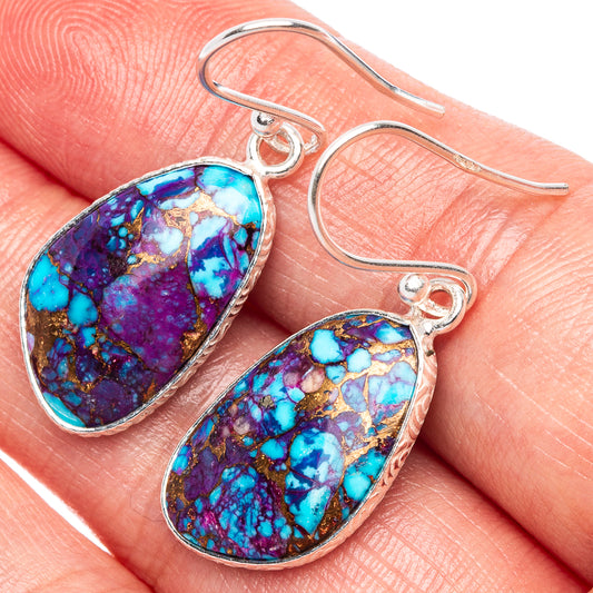 Purple Copper Composite Turquoise Earrings 1 3/8" (925 Sterling Silver) E1689