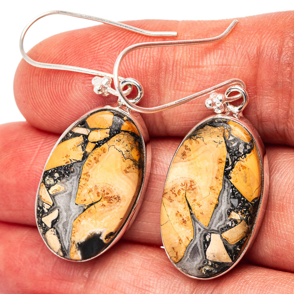 Premium Maligano Jasper Earrings 1 3/4" (.925 Sterling Silver)