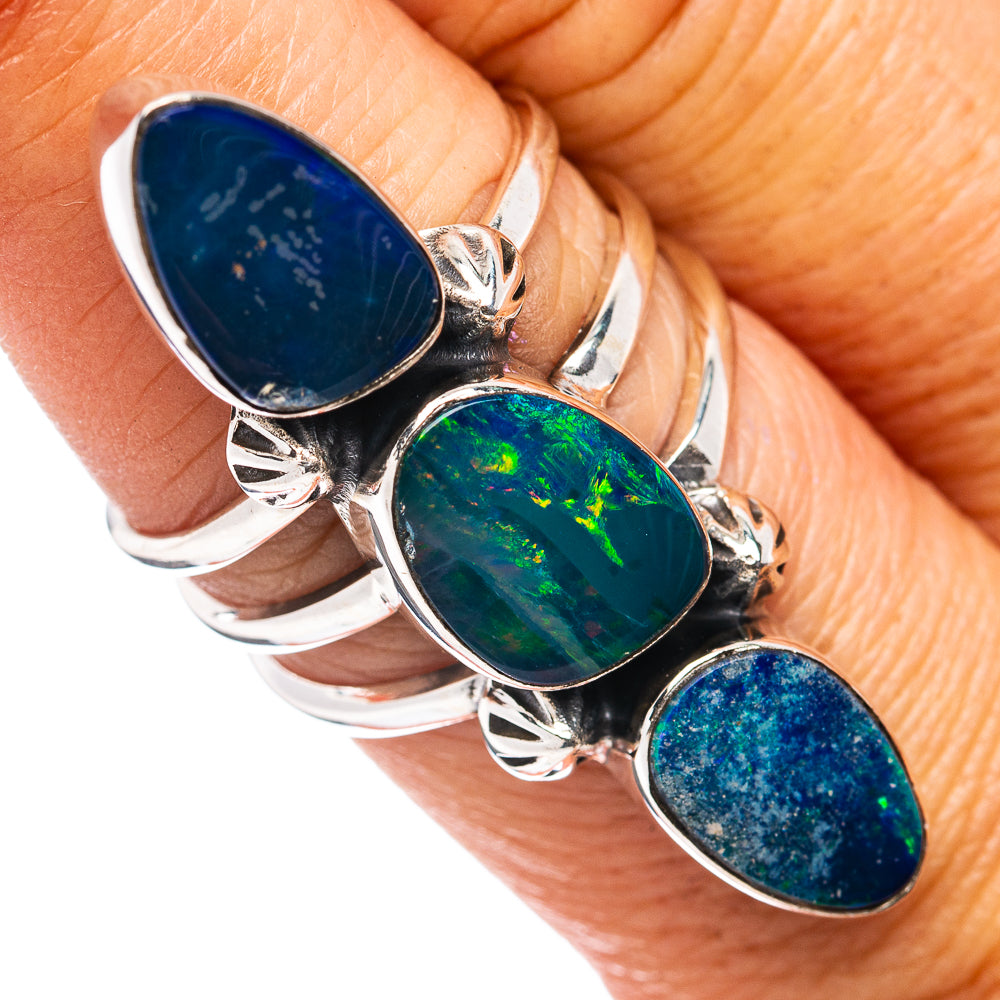 Premium Australian Fire Opal Doublet Ring Size 7.75 (.925 Sterling Silver)