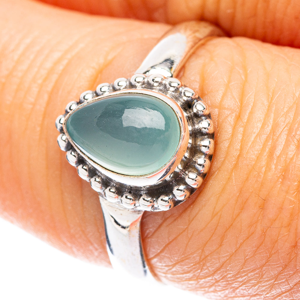 Aqua Chalcedony Dainty Ring Size 7 (925 Sterling Silver) R5799