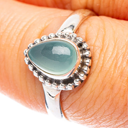 Aqua Chalcedony Dainty Ring Size 7 (925 Sterling Silver) R5799