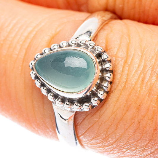Aqua Chalcedony Dainty Ring Size 7 (925 Sterling Silver) R5799