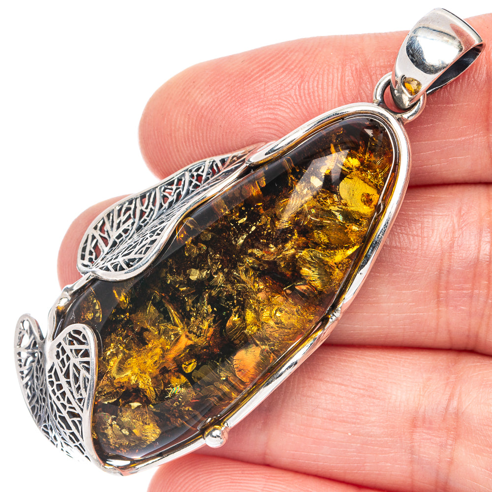 Ana Silver Co Baltic Amber Pendant 2 3/8" (925 Sterlnig Silver)