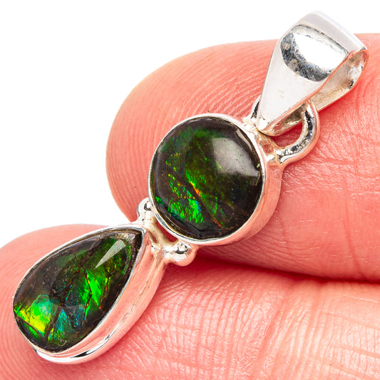 Rare Ammolite Pendant 1 1/4" (925 Sterling Silver) P44076