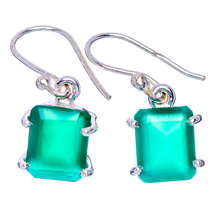 Green Onyx Earrings 7/8" (925 Sterling Silver) E433480