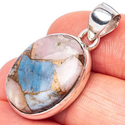 Pink Opal In Kyanite Pendant 1 1/4" (925 Sterling Silver) P42526