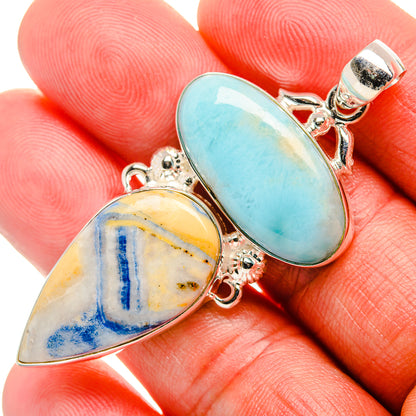 Blue Scheelite, Larimar Pendant 2 1/4" (925 Sterling Silver) PD37970