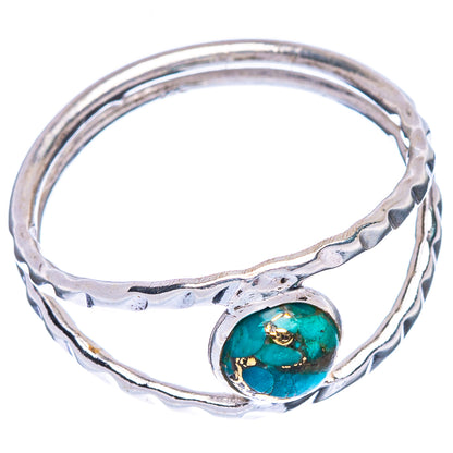 Blue Copper Composite Turquoise Dainty Ring Size 8.75 (925 Sterling Silver) R146942