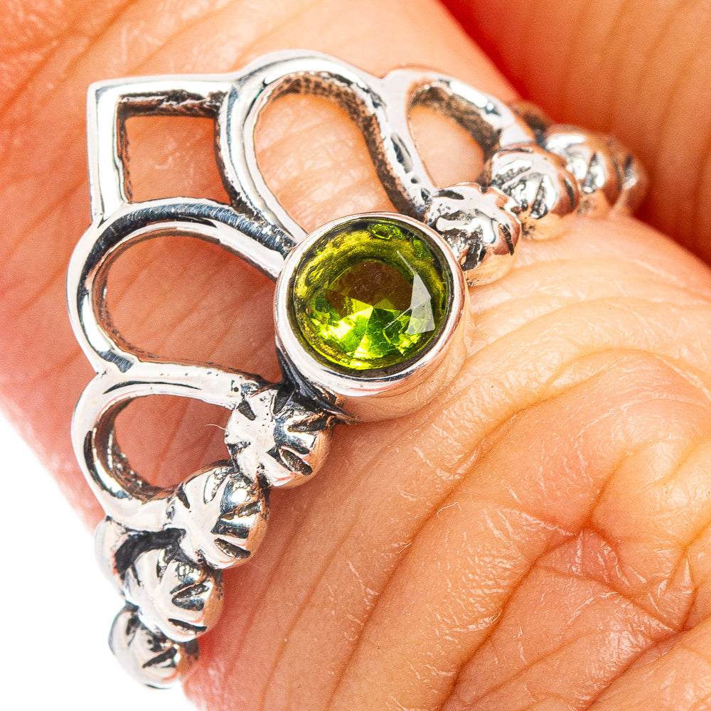 Peridot Crown Dainty Ring Size 6 (.925 Sterling Silver)