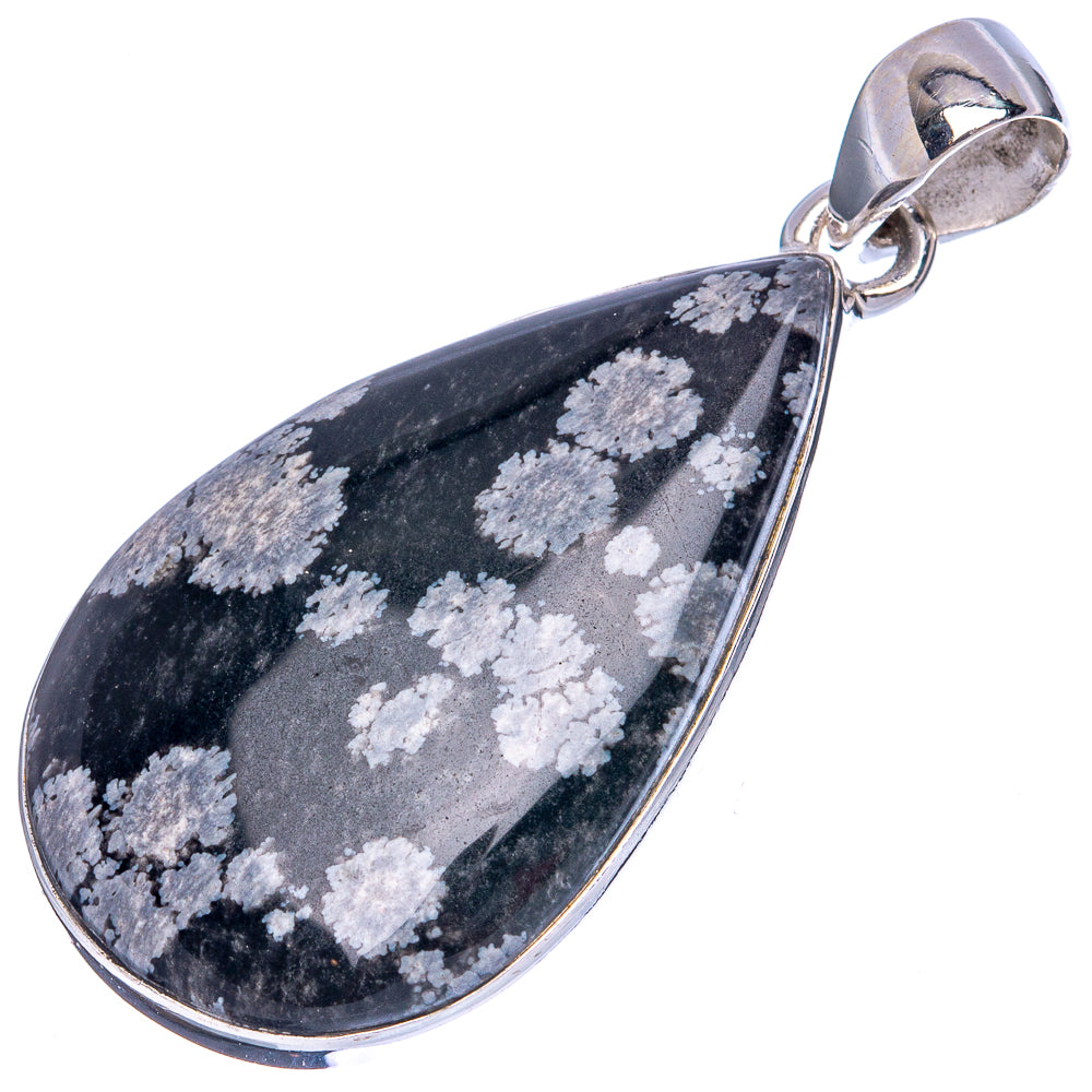 Snowflake Obsidian Pendant 1 5/8" (925 Sterling Silver) P42154