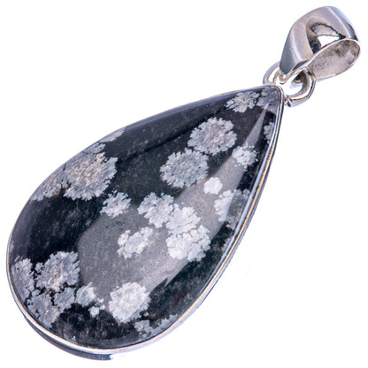 Snowflake Obsidian Pendant 1 5/8" (925 Sterling Silver) P42154