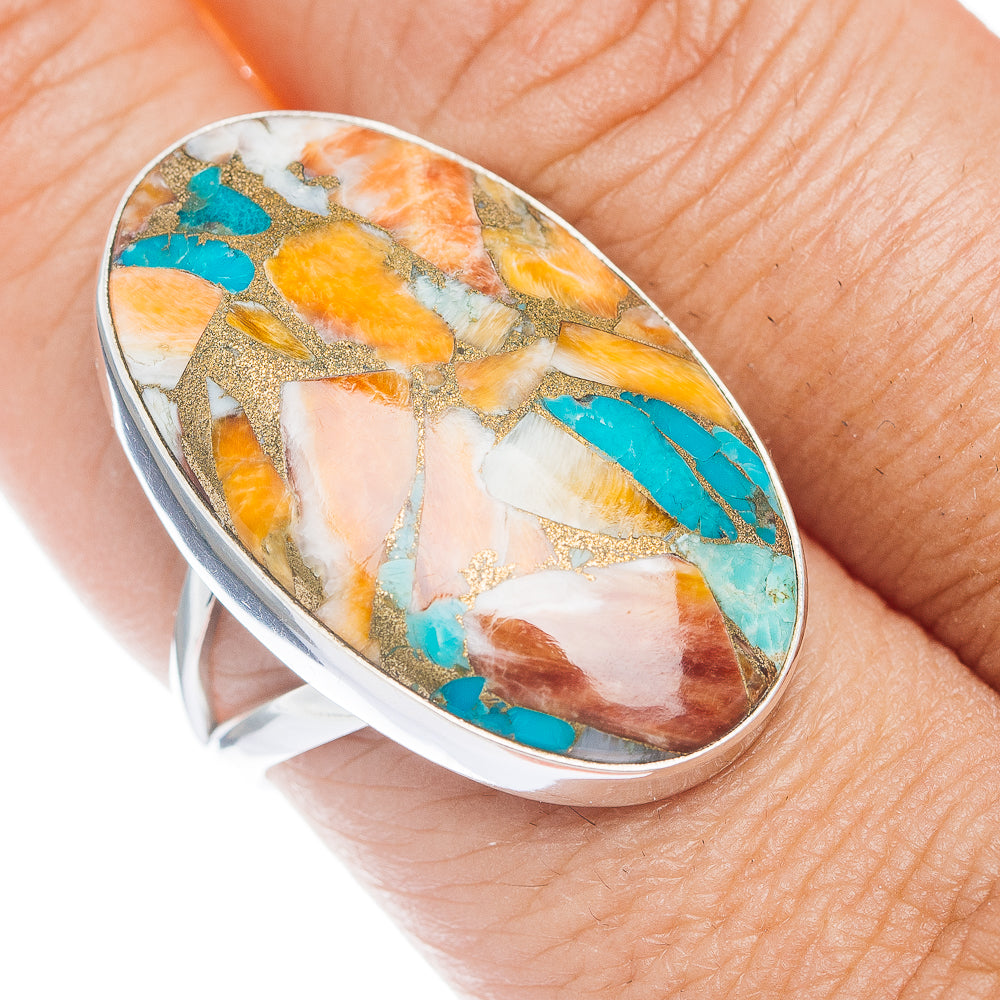 Premium Spiny Oyster Turquoise Ring Size 8.75 (.925 Sterling Silver)