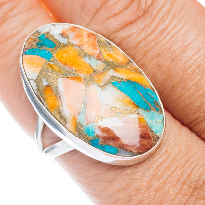 Premium Spiny Oyster Turquoise Ring Size 8.75 (.925 Sterling Silver)