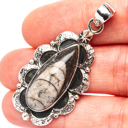 Premium Orthoceras Fossil Pendant 1 7/8" (.925 Sterling Silver)