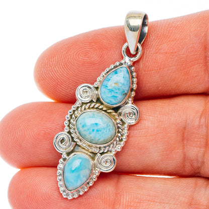 Larimar Pendant 1 3/4" (.925 Sterling Silver)