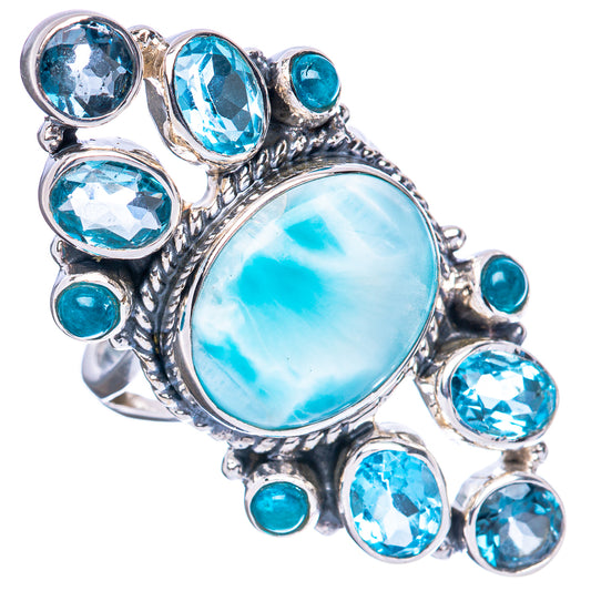 Signature Larimar, Blue Topaz Ring Size 7 (925 Sterling Silver) R3532