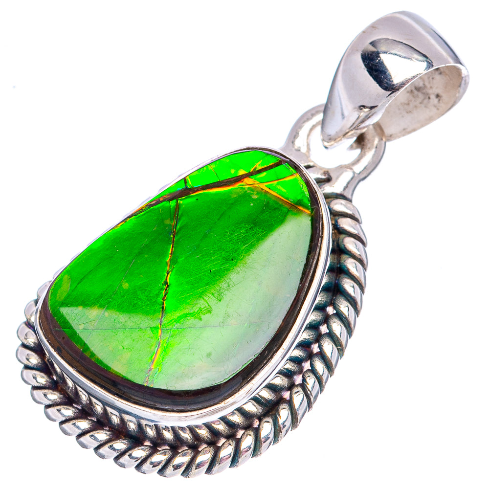 Premium Canadian Ammolite Pendant 1 1/8" (.925 Sterling Silver)