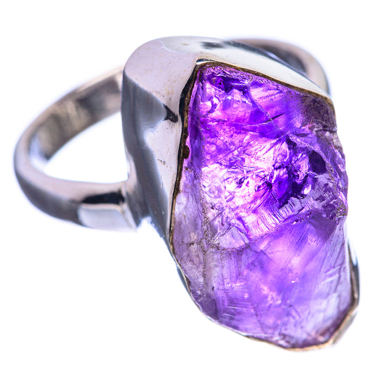Rough Amethyst 925 Sterling Silver Ring Size 6.5